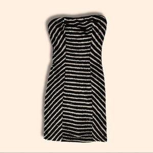 Tan and white striped contour dress, size small